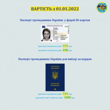Сновський РС УДМС України в Чернігівській області повідомляє про зміну вартості оформлення паспортів