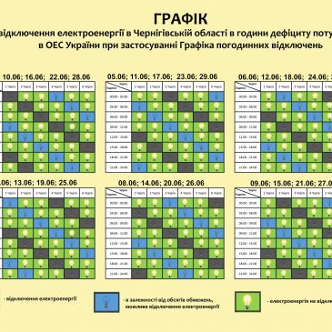Погодинний графік відключень на червень