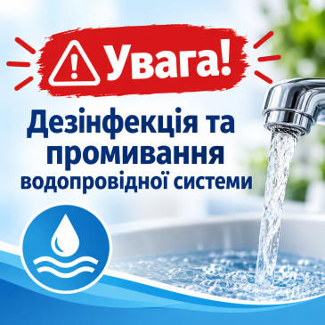 До уваги споживачів послуг з централізованого водопостачання ПрАТ «Комунальник»! З 22 по 24 вересня (включно) 2026 року буде проводитися дезінфекція та промивання водонапірної системи міста та споруд на ній.